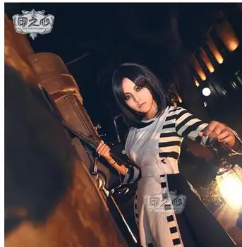 

Anime Alice: Madness Returns Cosplay Costumes Actual Version Stripe Dress Maid Suit Female Halloween Party Role Play Clothing