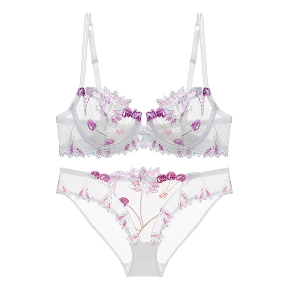 Varsbaby Floral Transparent Bra And Pants Set Back For Women Sexy And Thin  211104 From Dou02, $10.66