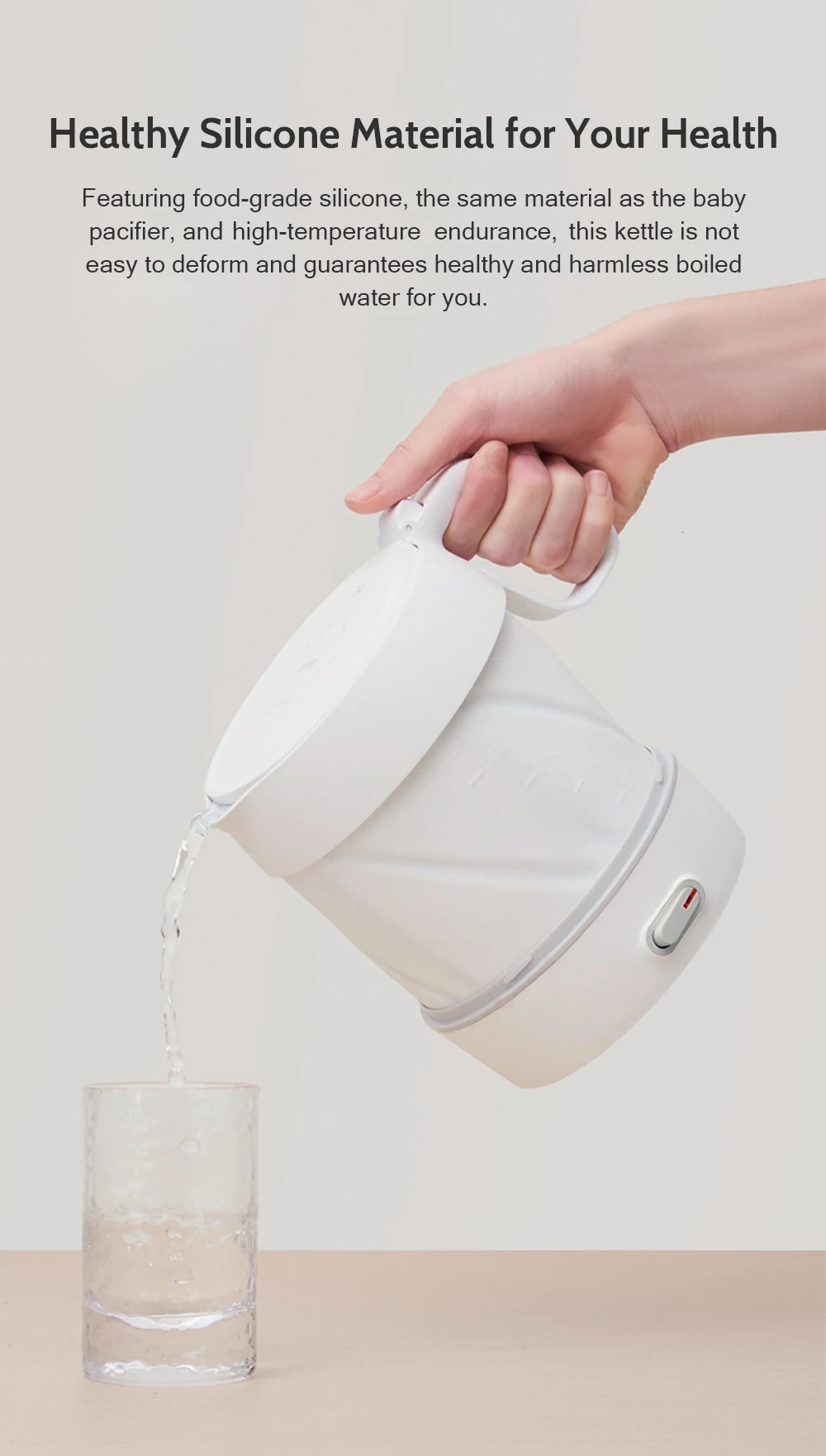 Xiaomi 1L Портативный электрический чайник для воды, складной, мгновенный нагрев, автоматическое отключение, защита от силиконовой изоляции, чайник для путешествий