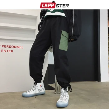 

LAPPSTER Men Japanese Streetwear Joggers Pants 2020 Overalls Mens Pockets Harajuku Cargo Pants Patchwork Black Korean Sweatpants