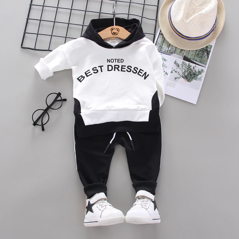 

Spring Autumn Children Clothes Suit Baby Boy Girl Letter Hooded T Shirt Pants 2Pcs/sets Infant Cotton Clothing Kids Tracksuits