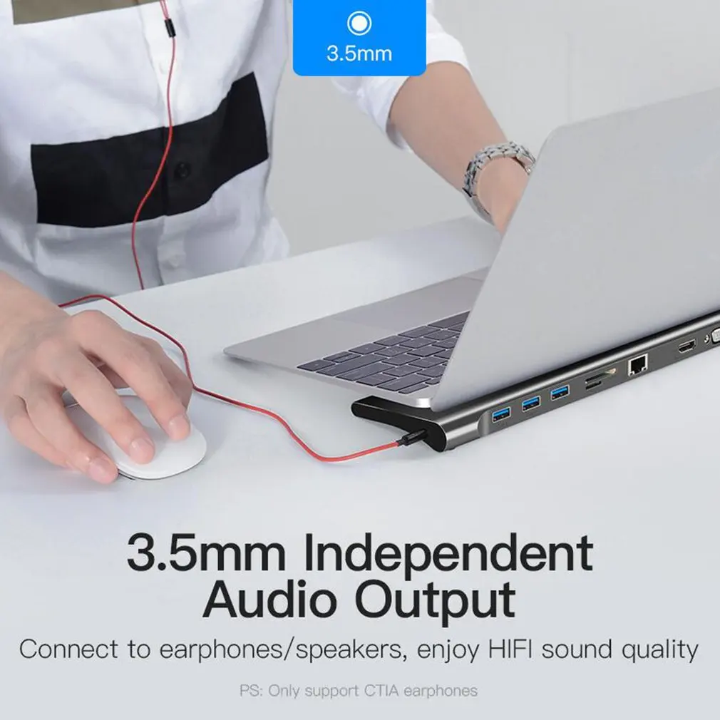 10 в 1 концентратор USB C 4 к док-станция Тип C HDMI RJ45 Gigabit Lan PD источник питания thunderbolt 3 Для iMac air surface book
