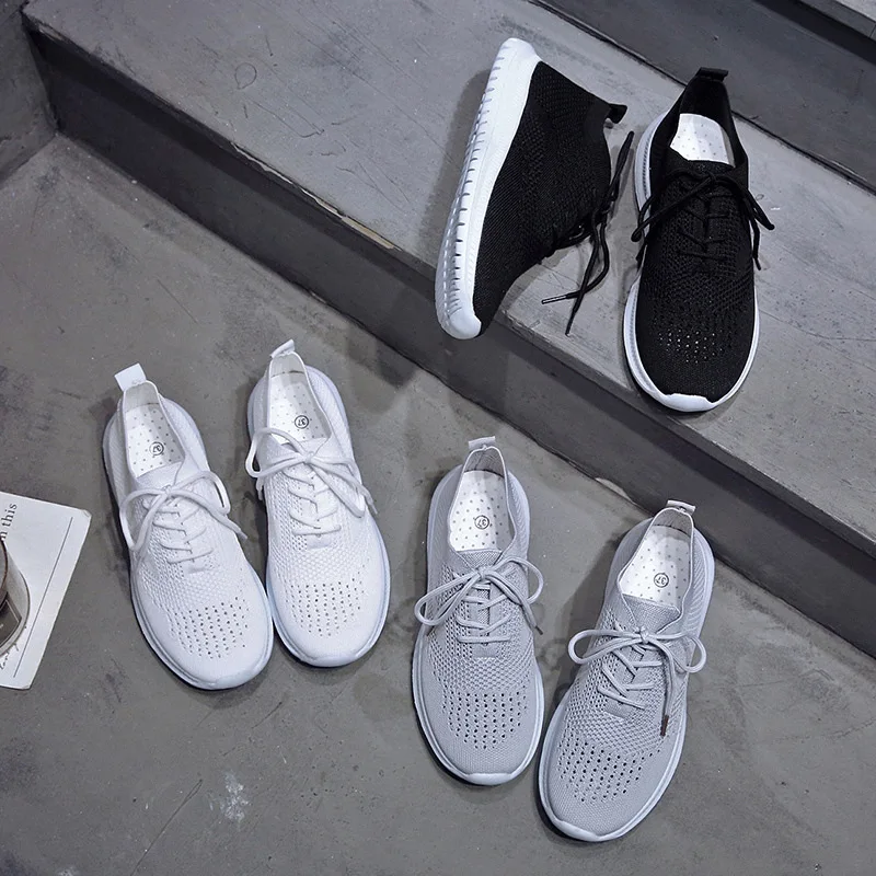 

2019 New Style Large Size 35-43 Low Top Breathable Knit wa zi xie Versitile Fashion Lightweight Eva Athletic Shoes