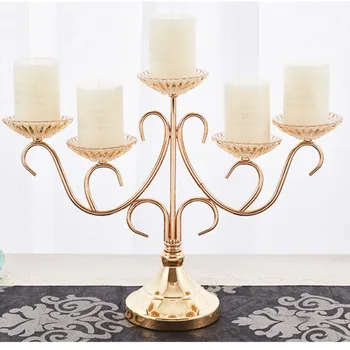 

Golden European Candle Holders Crystal Metal Wedding Dinner Dining Table Romantic Candlestick Decoracion Hogar Home Decor MM60ZT