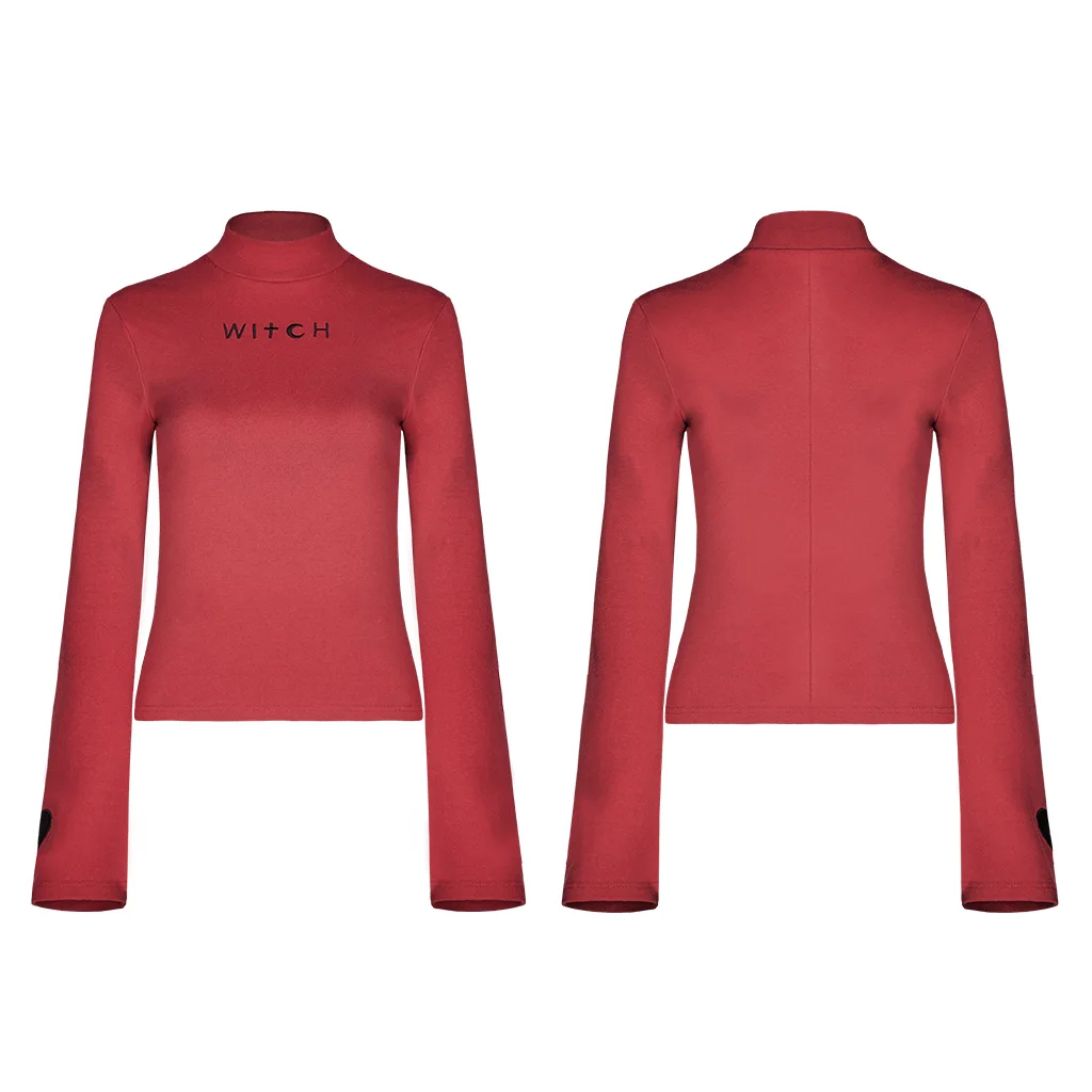 Canon EF-S 18-55mm f/3.5-5.6 IS STM Lens and ?PUNK RAVE Women's Dark High Collar Trumpet Sleeve Knitted Top High Neck Witch Embroidery Peach Heart Personality T-shirt