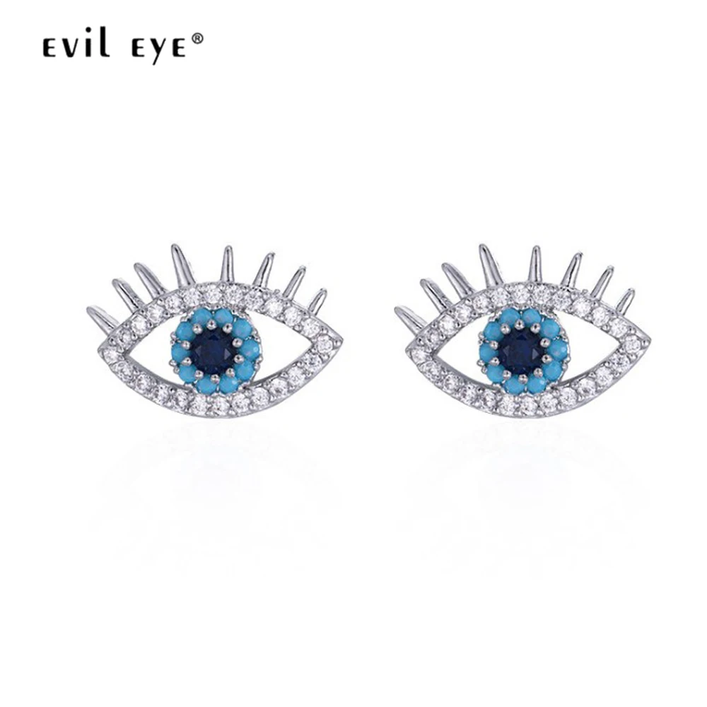 EVIL EYE Micro Pave Zircon гвоздики золотые, розовые серьги серебристого цвета медь турецкий глаз серьги ювелирные подарки для женщин дамы LE180