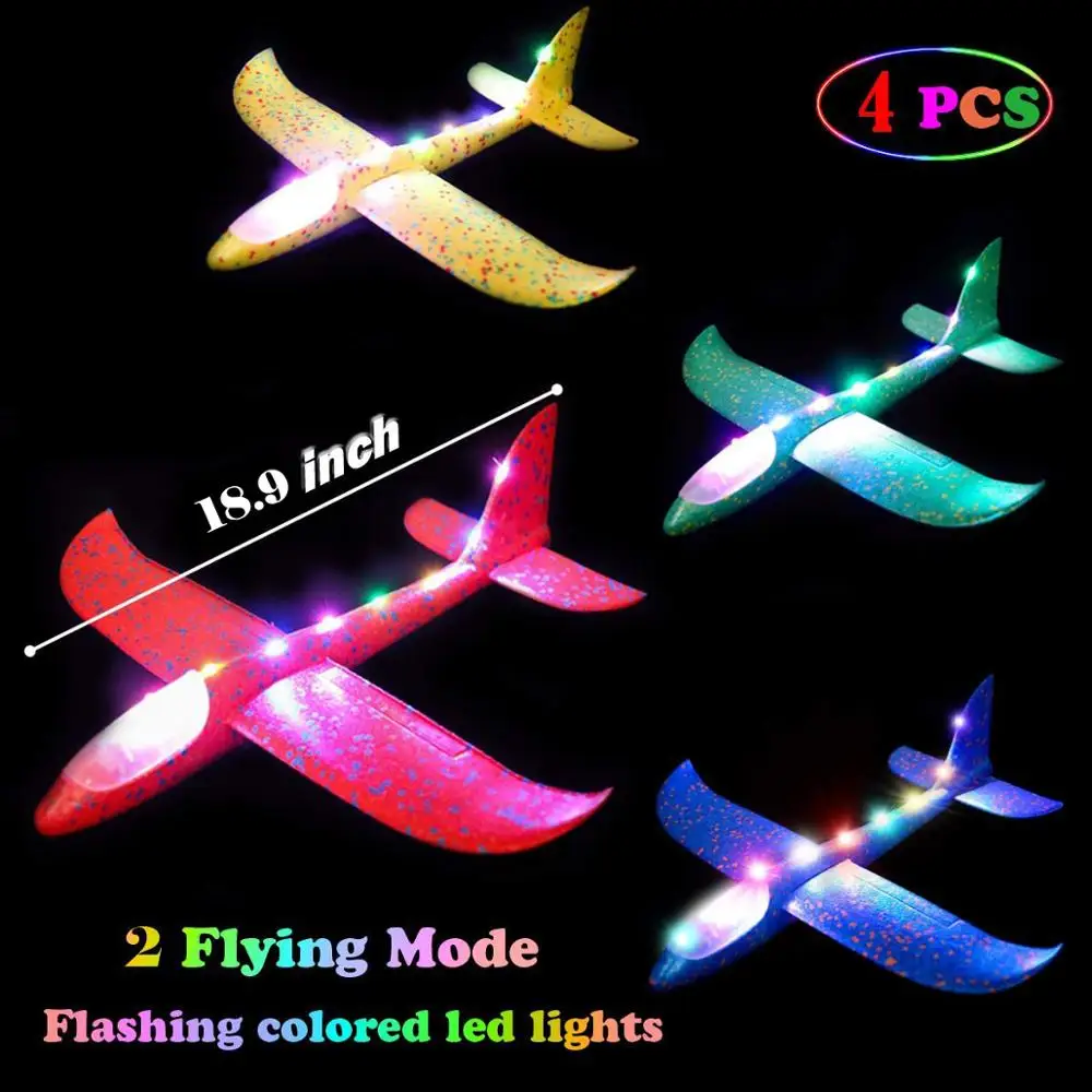4p body light 48 см планер модель самолета комплект, светодиодный светильник самолет игрушки для детей, ручной метательный самолет из пеноматериала для спортивные игры на улице Летающий - Цвет: 4p body light