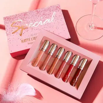 

6pcs/Set Matte Lipstick Set Lip Gloss Set Velvet Liquid Lipsticks Makeup Lips Non-stick Lasting Waterproof Long Tint Y3I8