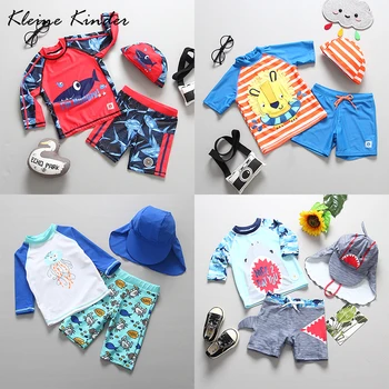 

UV Swimwear for Boys Long Sleeves Children's Swimsuit 3-piece UV Protection Child Bathing Cothes Swimming Suit for Children