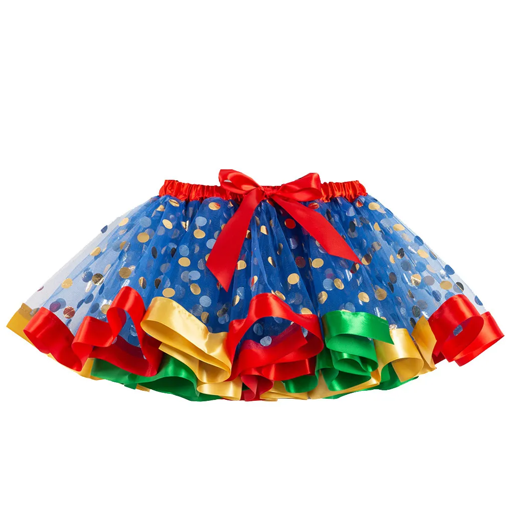 

(2Y-11Y) Children's polka dot print bow net yarn TUTU skirt pettiskirt girls ballet tutu party dance dot print skirt  S4