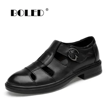 

Genuine Leather Casual Shoes Men Summer Breathable Holes Flats Shoes Hollow Out British Footwear Men Shoes Sneakers Dropshipping