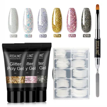 

1 Set 30g Poly Gel Crystal Extend UV Nail Gel Extension Builder Polygel Nail Art Gel Acrylic Builder UV Nail With Brush