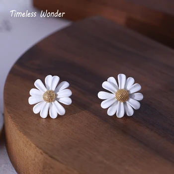 

Timeless Wonder Glam Daisy Flower Stud Earrings Fancy Jewelry for Women Gothic Studs Designer Rare Ins Punk Trendy Boho New 6542