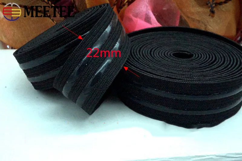 Meetee 5/10M 22/25 мм Non-slip Эластичная Лента силикагель спортивная одежда в полоску на весну и ремень DIY для одежды, аксессуары для шитья Материал EB029