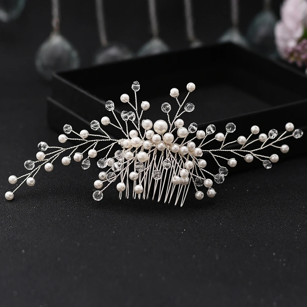 TOPQUEEN HP341 Cheap Bridal Comb with Pearl Crystal Wedding Accessories Headpieces Flower Crown Tiara | Свадьбы и торжества