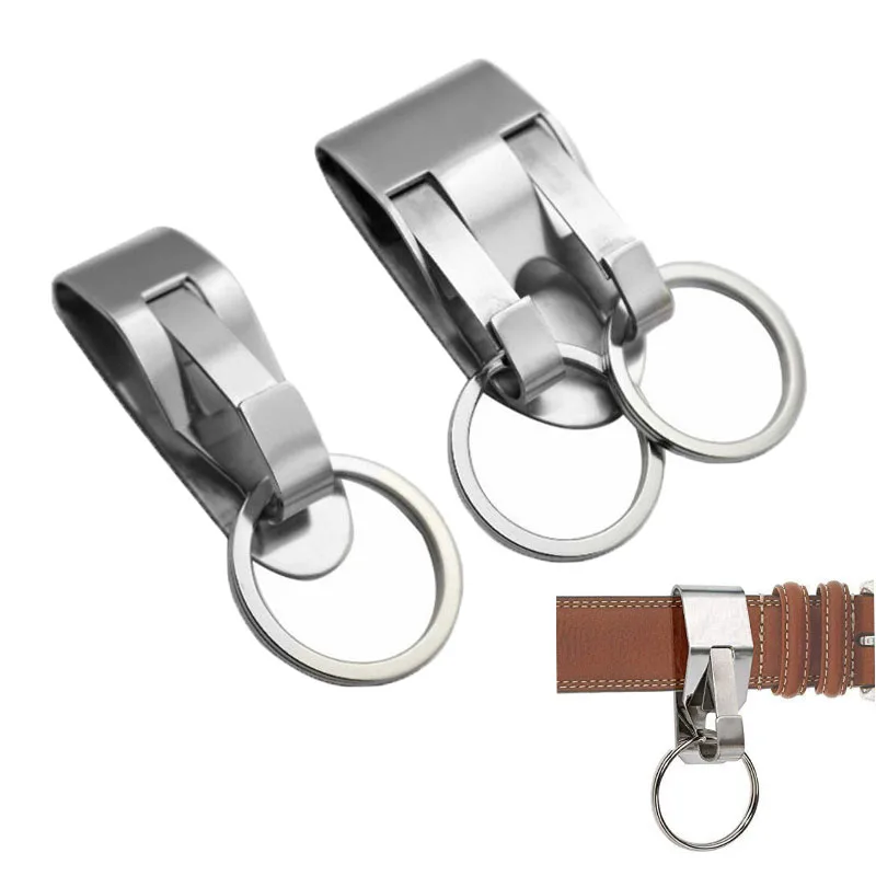 Stainless Steel Keyring Security Clip On Heavy Duty Belt Key Clip Belt Keychain 2 Detachable