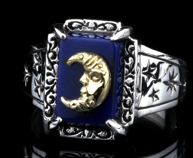 Японское подлинное кольцо из стерлингового серебра 925 пробы с изображением лазурита, женское мужское кольцо с изображением Луны, тайское се... Японское подлинное кольцо из стерлингового серебра 925 пробы с изображением лазурита, женское мужское кольцо с изображением Луны, тайское се...