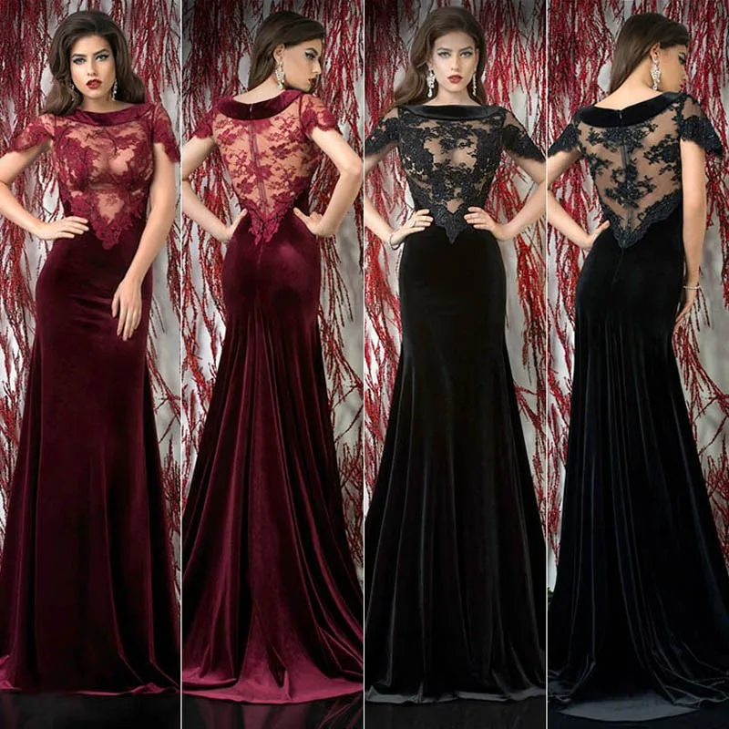 Платье с вырезом лодочкой, кружевной с открытой спиной, vestido de festa vestidos longo, черное кружевное сексуальное длинное вечернее платье, платья для матери невесты