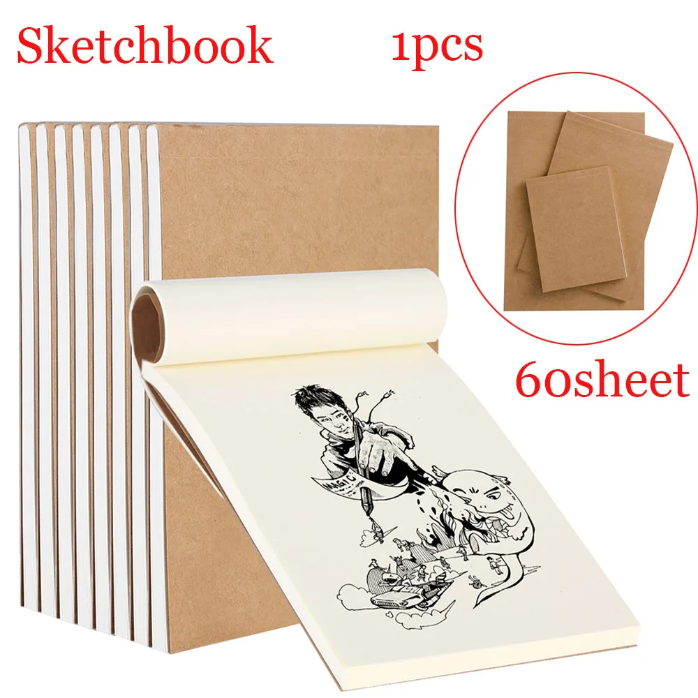 Flipbook blanco para dibujo, cubierta de Kraft para dibujo de bocetos, para creación de dibujos animados, 60 hojas, 1 unidad