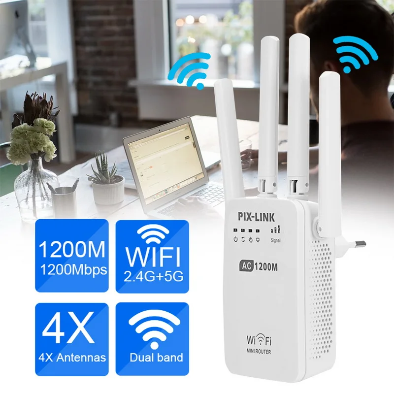 Wi Fi ретранслятор 1200 Мбит/с 2 4 и 5 ГГц двухдиапазонный интернет антенны усилитель