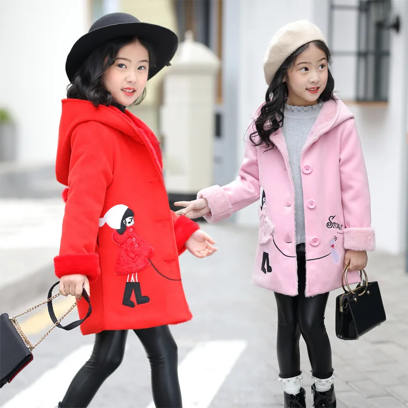 

Girls Autumn And Winter Coat Children Mid-length Thick Duffle Coat 2019 Winter New Style Fur Korean-style Childrenswear