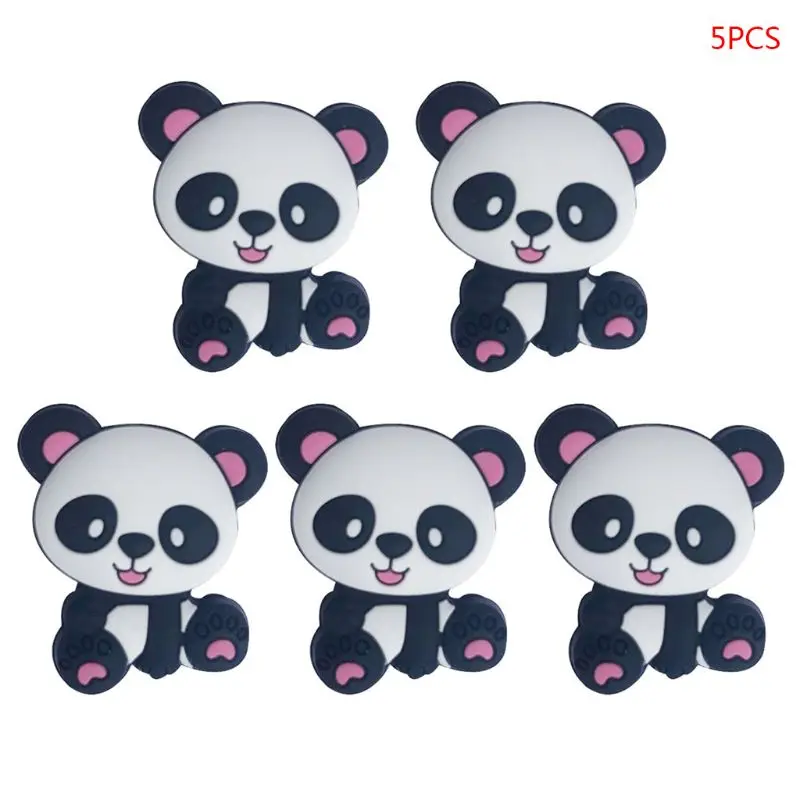 Pink Силиконовые бусины мультфильм Мини панда ребенок прорезыватель DIY новорожденный молярный Прорезыватель зубов игрушка - Цвет: Pink