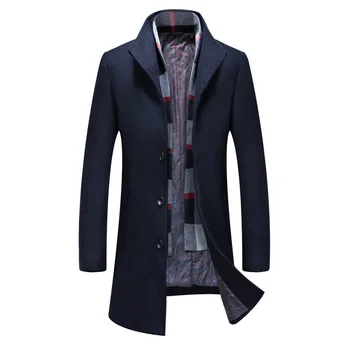 

Vodof New Winter Wool Long Coat Men Warm Black Business Overcoat Mens Stylish Woolen Jacket Parka M -5xl