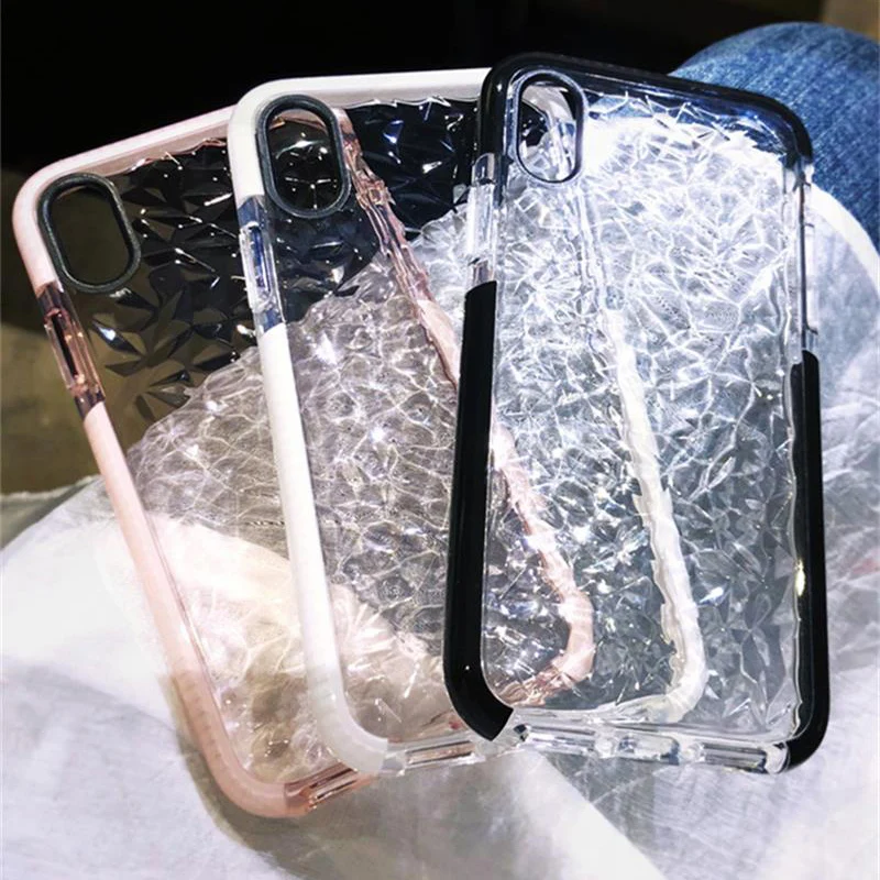 

Case cover Soft Transparent TPU diamond grain Phone Cases Heavy Protection Case For iphone 6 7 8 PLUS X XR back covers shell