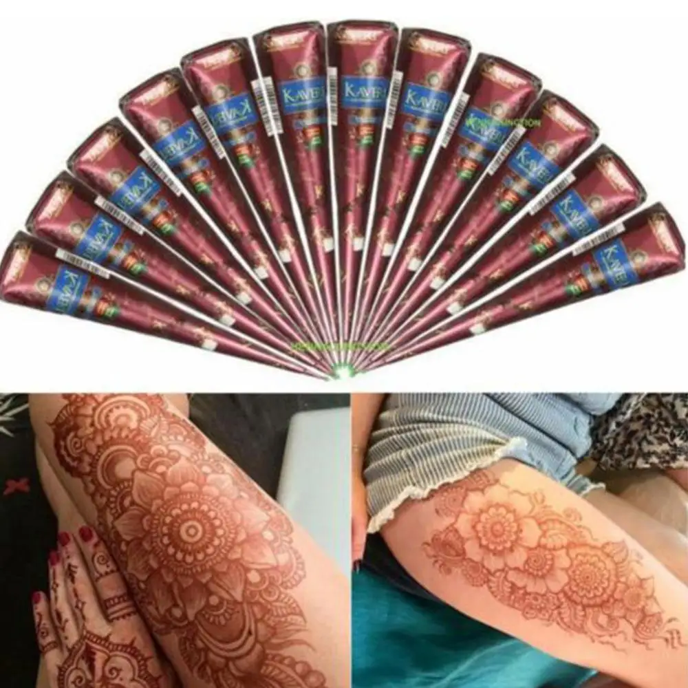1 шт. 25 г Mehndi натуральная коричневая индийская хна тату паста конусы, коричневая тату паста крем краска для тела KAVERI бренд