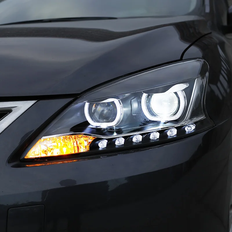 Для Nissan Sylphy фара в сборе модифицированный объектив Q5 12-15 Sylphy Xenon Светодиодный дневной ходовой Ангел глаз 2 шт