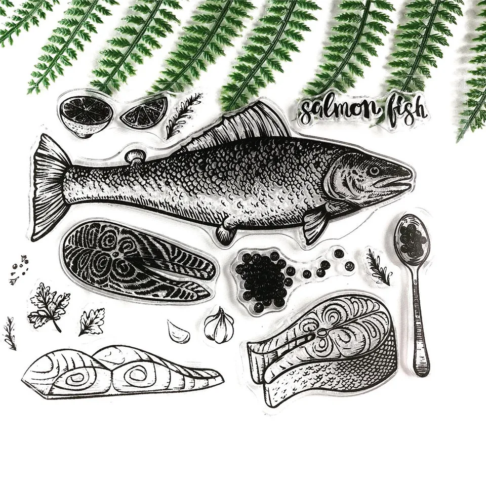 11*16 Samon Fish прозрачные силиконовые штампы печать для DIY скрапбукинга фотоальбом декоративный прозрачный штамп лист
