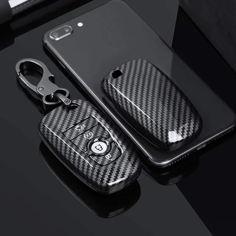 

Glossy Carbon fiber ABS Car Key Fob Case Cover For Ford Fusion Mondeo Mustang Edge Expedition EXplorer F-150 F-250 F-350
