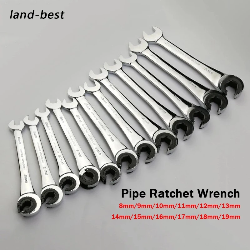 

1pc 8-19mm Tubing Flexible Ratchet Wrench Spanner Combination Wrench Flex-head Metric Oil Flexible Open End Wrenches Tools