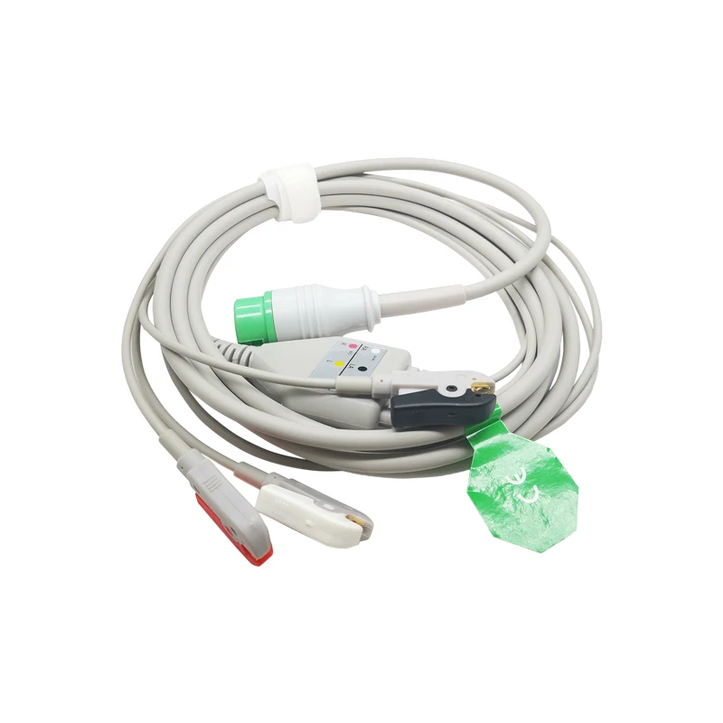 

ECG Cable One Piece 3 Lead Wires 12 Pin Clip 4.0 End AHA Standard for Mindray Patient Monitor iPM Series and Beneview Monitors