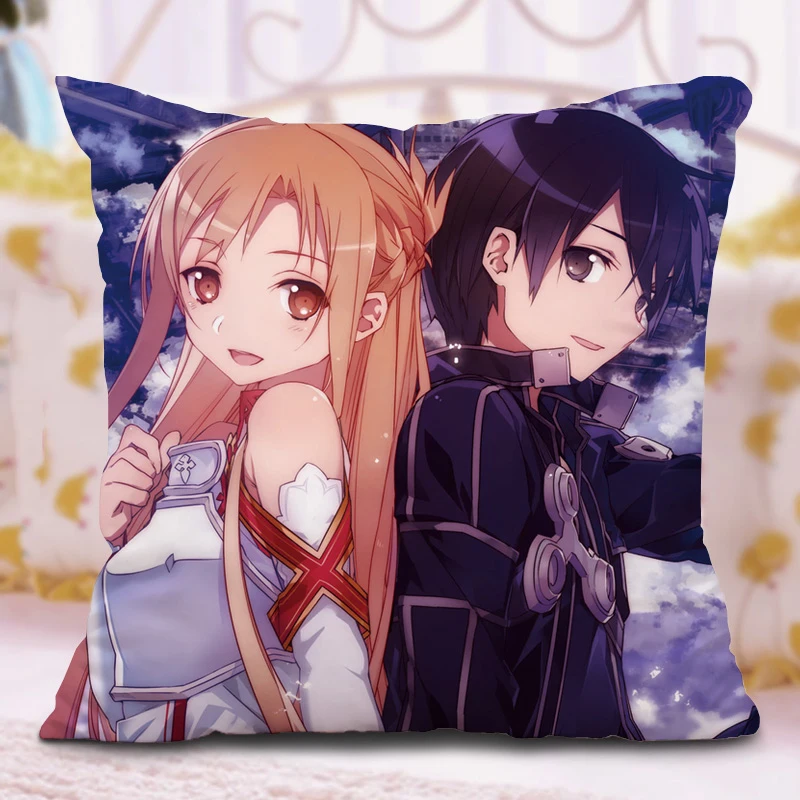 Чехлы для подушек с аниме мечом искусство онлайн наволочки Yuuki Asuna Kirito подарки