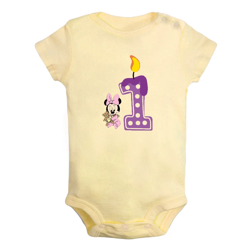 Милая Одежда для новорожденных мальчиков и девочек с надписью «I'm 1 Year Little mouse» на первый день рождения комбинезон с короткими рукавами - Цвет: ifBaby2804Y
