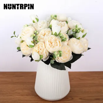 

30cm Rose Pink Silk Bouquet Peony Artificial Flowers home decoration accessories wedding Party scrapbook fake plants diy
