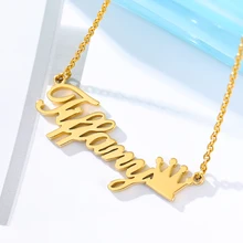 Personalized Name Crown Necklace Stainless Steel Charm Custom Name Jewelry Any Name Lots Of Font Style To Choose For Girls Kids