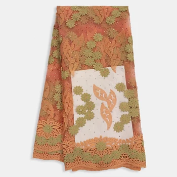 

Bestway Fashion Peach Tulle African Lace Fabric Flower Leaf Embroidery Hot-Fix Net Laces Nigerian Women Evening Mesh Fabric Lace