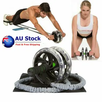 

2PC Double Wheels AB Roller Pull Rope Waist Abdominal Slimming Equipment Fitness