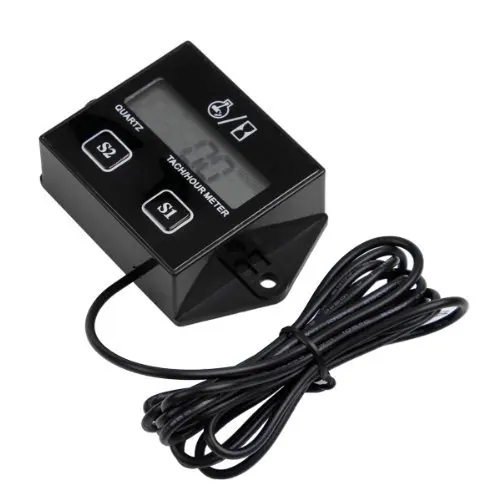 Waterproof LCD Digital Hour Meter Tachometer Small Engine Spark Motorcycle