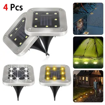 

4Pcs Solar Disk Lights Outdoor Solar Pathway Lights Outdoor Waterproof Solar Garden Lights For Lawn Yard Patio Solar Deck Lights