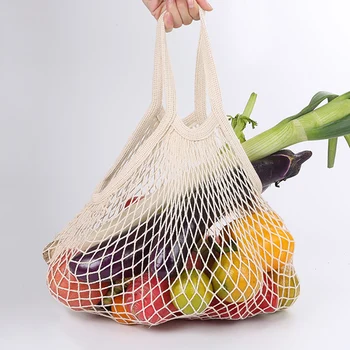 

New 5Pcs Vegetable Bags Eco Cotton Shopping Bag Reusable Storage Mesh Bags Washable for Kitchen Home Women Shopping Tote Bag