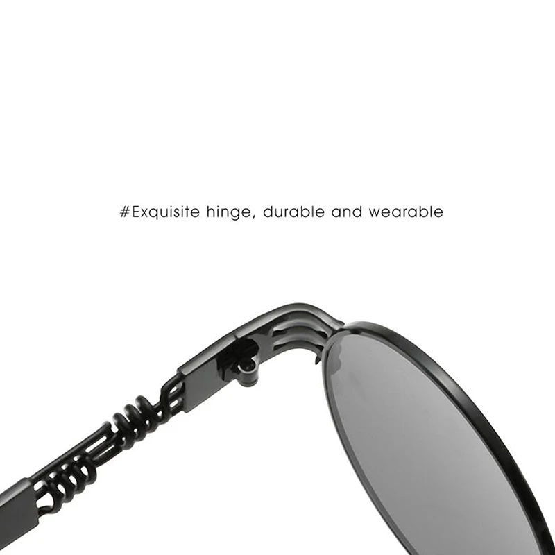 MAXJULI Steampunk Round Sunglasses for Men Women Alloy Eyeglasses Circle Shape Brand Designer Sun glasses Mirror UV_voghion.com