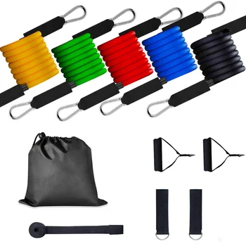 

Exercise Resistance Bands Set to 100 lbs Workout Tubes Outdoor Intdoor Sports Weight Lifting Pilates Exercise Gym