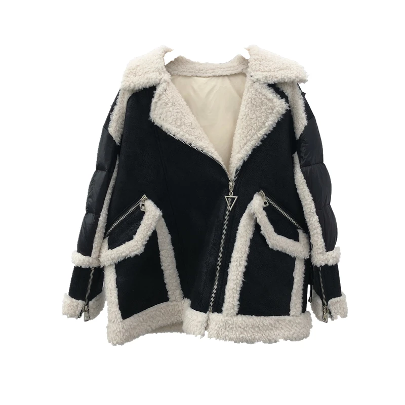 Chaqueta de piel locomotora de lana auténtica australiana, abrigo de una  plumón, moda, Otoño e Invierno|Piel auténtica| - AliExpress
