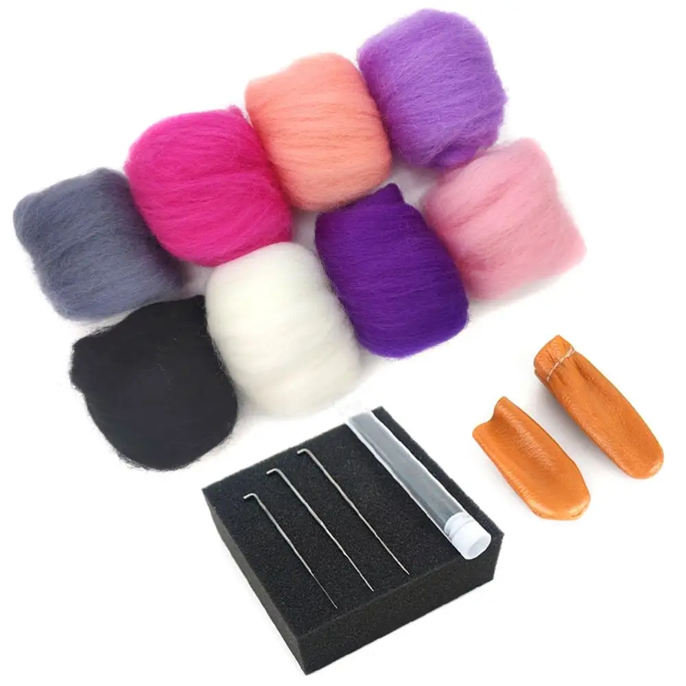 

Needle Felting Kit 10g x 8 Color Total 80g Merino Eco-friendly Natural with Needle Felting Needles , Needle Felting Mat (NO.05)