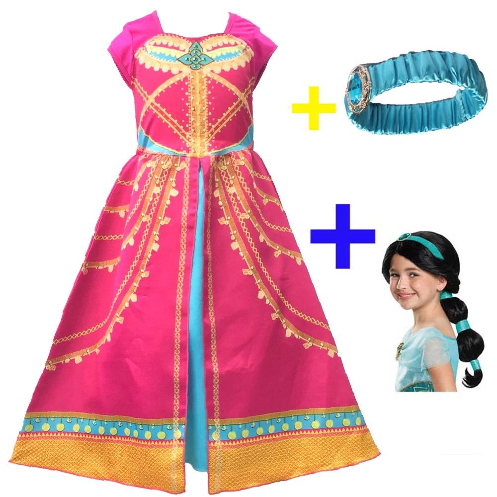 Aladdin Jasmine Parrucche di Cosplay del Costume Del Vestito Rosa Vestito  Per I Bambini di Età vestito dalla principessa bambino vestito di Costumi  di Halloween Per Le Ragazze - AliExpress Novelty \u0026