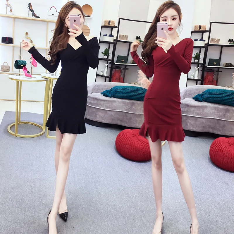 

Elegant Slim Fit Feminine Fishtail Sheath Base Dress