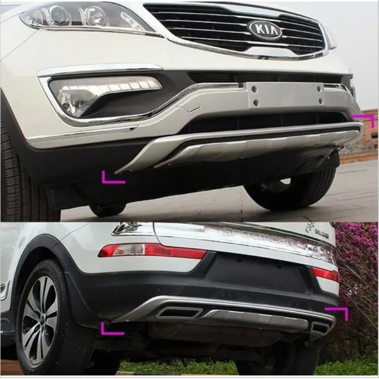 Set of 2 front& amp; rear bumper protector cover guard plastic skid plate for Kia Sportage R 2010 2011 2012 2013